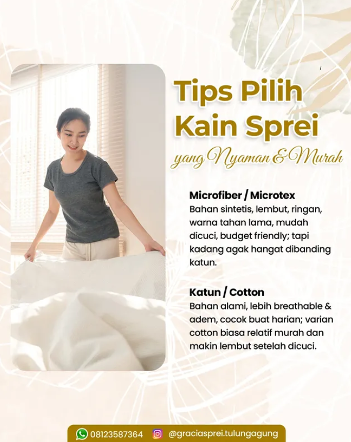 <p>Bingung bedanya bahan sprei yang beredar di pas